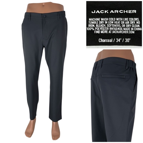 Jack Archer Mens 34 x 30 Pants Blue Gray Charcoal Tech Performance Stretch EUC